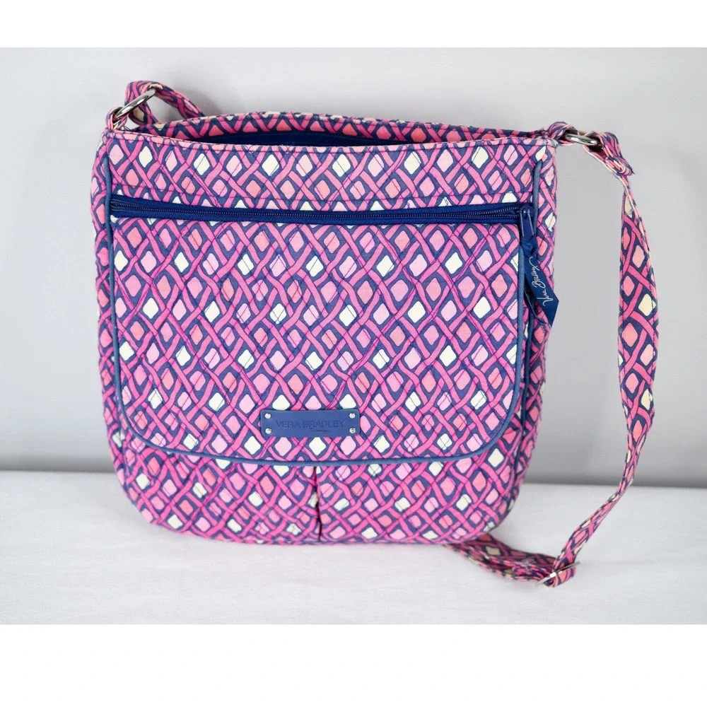 Vera Bradley Crossbody Bag Womens Katalina Pink Diamonds Hipster Mail Bag retire